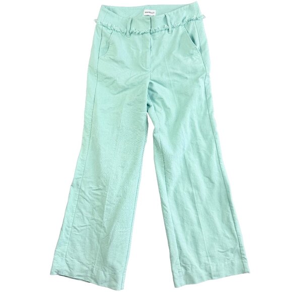 MARELLA Pants - Marella Mint Wide Leg Linen Trousers Y2K Cottagecore Frayed Waist Pants